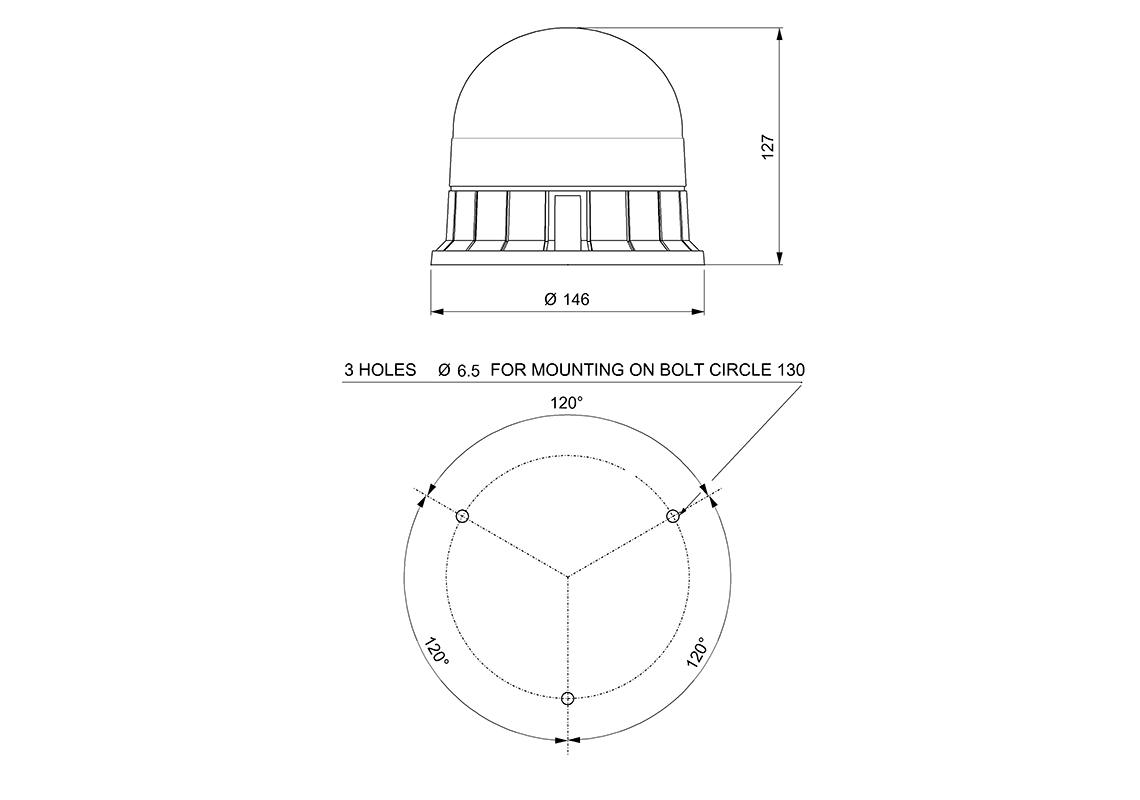 Beacon to be screwed 23W, with bulbs H21 12 et 24V included   